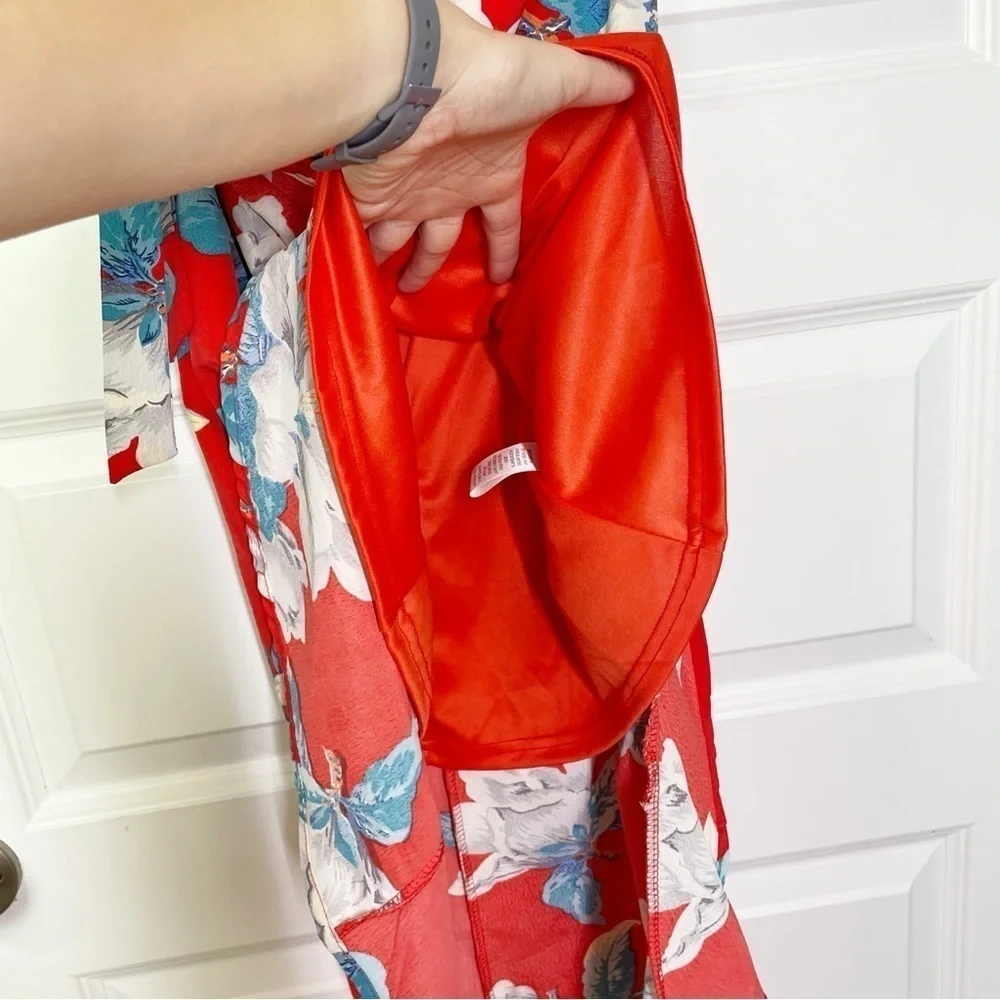 New Pink Lily Steal a Kiss Floral Strapless Mini Dress in Red Women’s Size Small